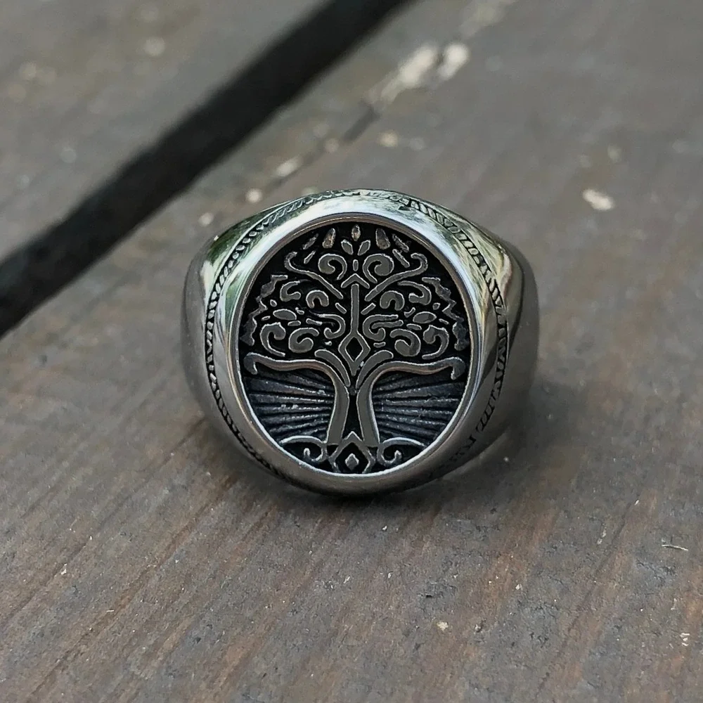 Size 12 Mens Tree of Life Ring, Celtic Ring, Silver Tree Ring, Religious Stain